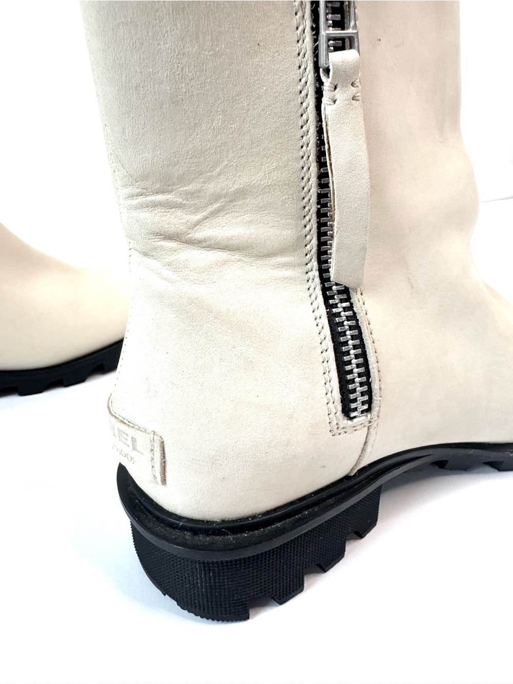 Sorel Phoenix Zip Waterproof Leather Lug Sole Ankle Boots Ivory Size 8 - Picture 8 of 11